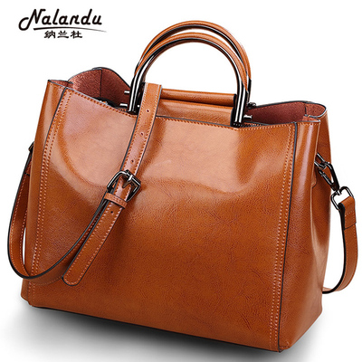 纳兰杜2018新款真皮女包软牛皮手提包女士单
