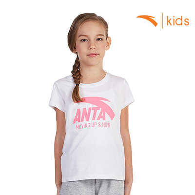 安踏女童短袖t恤2018新款夏季儿童短袖女上衣