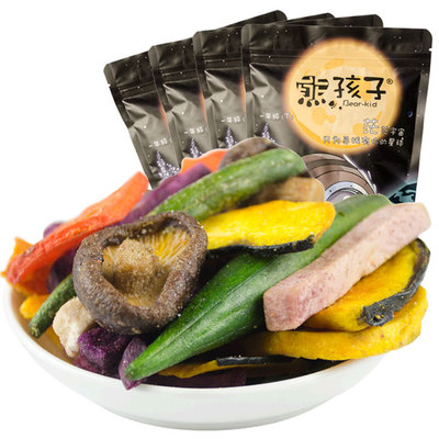 熊孩子 综合蔬菜脆106gx4袋 香菇脆秋葵干即食