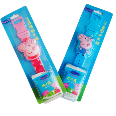 正品社会猪小猪佩奇手表带奶片糖果玩具抖音同