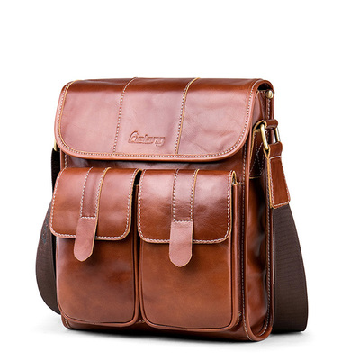 裂狼真皮男包单肩包休闲男士包包2017新款斜