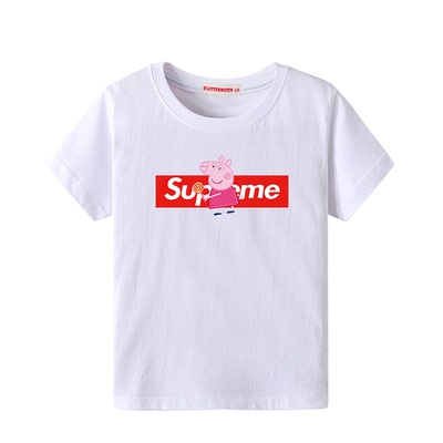 抖音网红小猪佩奇儿童短袖t恤男女宝宝纯棉社
