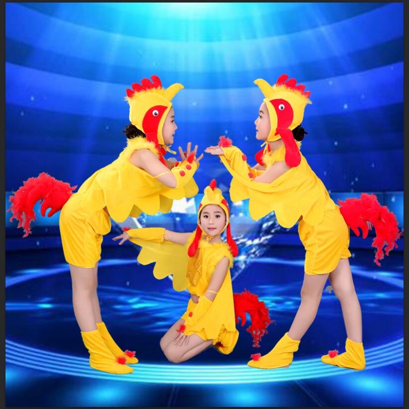 小鸡也疯狂演出服装幼儿动物卡通小鸡小鸟表演服舞蹈服饰儿童成人