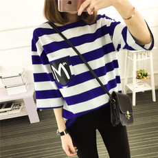 韩版大码开叉纯棉半袖学生简约BF打底衫