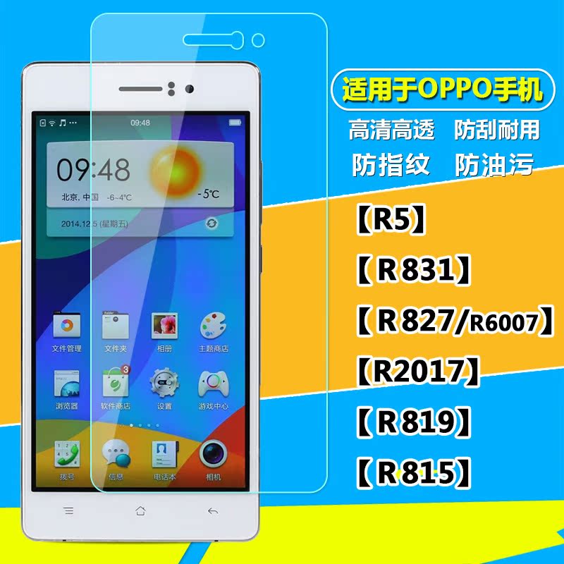 oppor8007钢化玻璃膜r1手机贴膜oppo r8000前后膜r1s