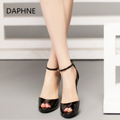 超高跟性感淑女夜店防水台一字扣鱼嘴凉鞋 达芙妮夏新款 Daphne