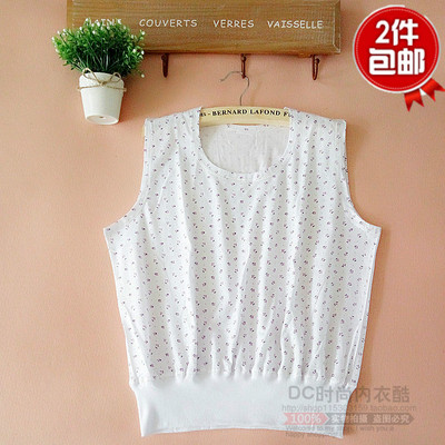 中老年纯棉汗衫女开衫印花老人无袖短袖衫妈妈