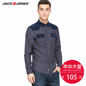 215405019 衬衫 长袖 JackJones杰克琼斯男植物染色纯棉修身