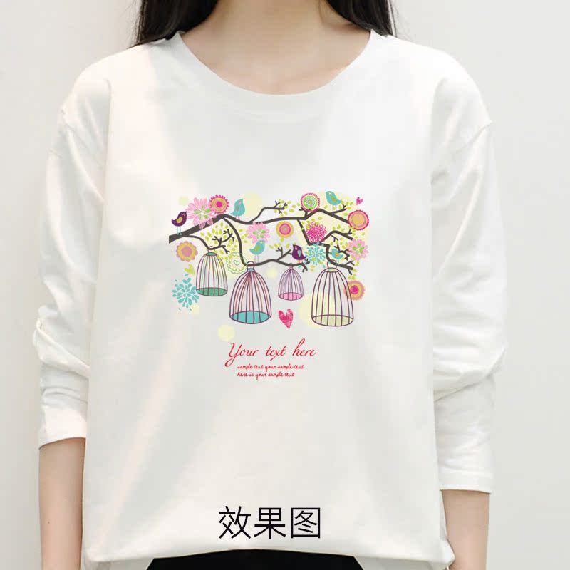 潮流小鸟鸟笼韩版服装热转印胶印柯式烫画图案diy衣服贴补丁布贴