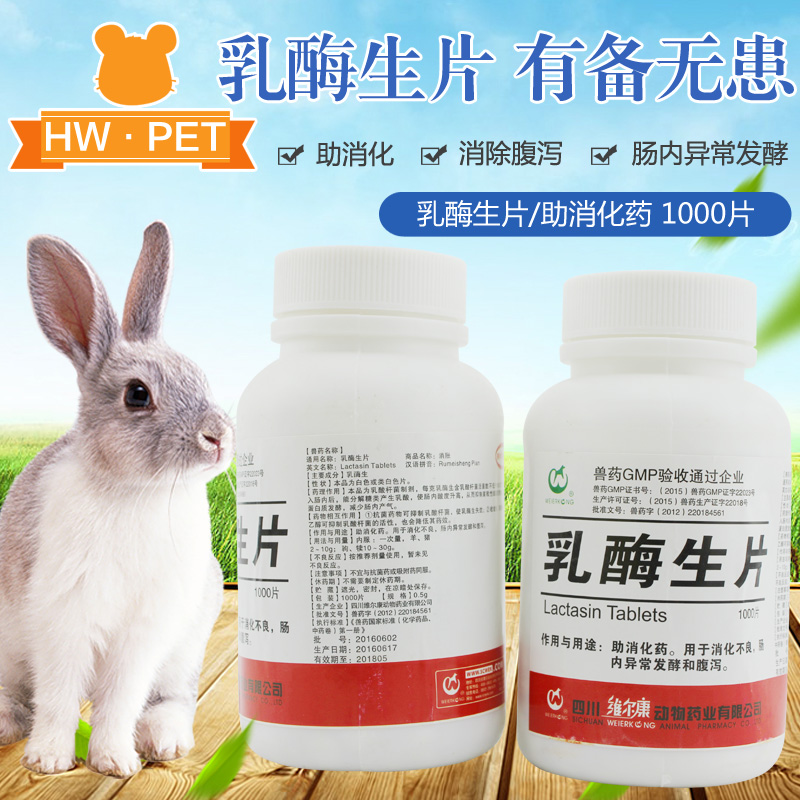 9年老店 乳酶生片 整瓶 调理兔子仓鼠龙猫豚鼠肠道首选 养兔常备