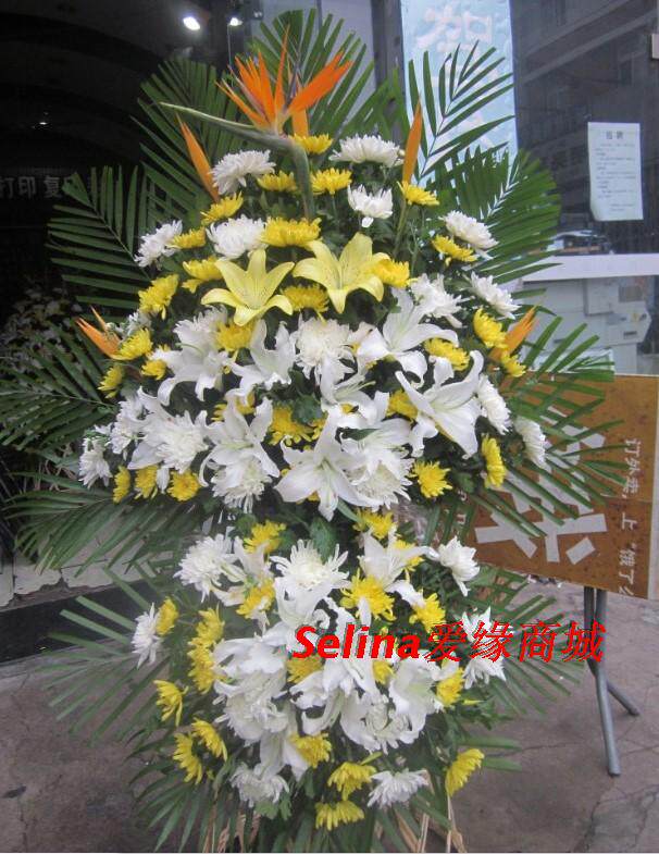 上海深圳成都丧事花圈遗像鲜花八宝山高档追悼会花篮北京实体店