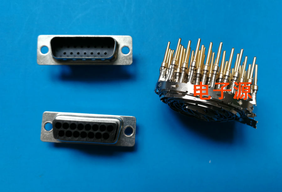 免焊vga 15针 db15公头 两排15针232控制插头 压接款