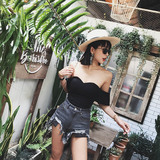 DAISYGIRL 2017夏季 性感百搭连体露肩抹胸上衣 黑色白色