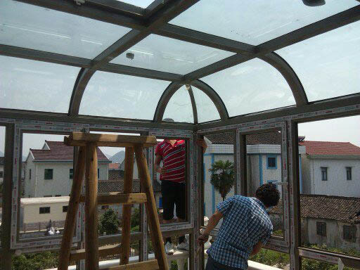 热销阳光房 内置中空百叶窗_易购客 弧形钢化