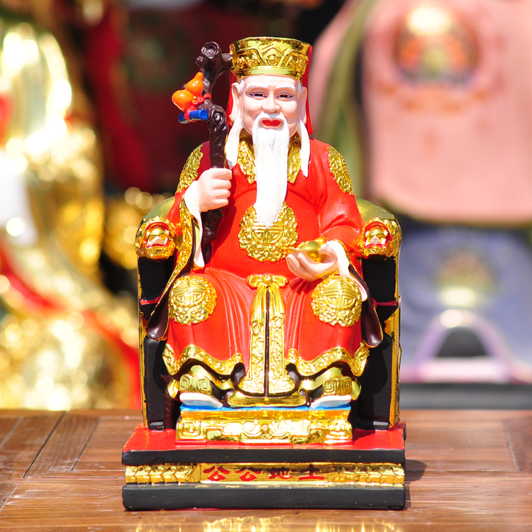 12寸七彩土地公土地婆神像福德正神土地爷土地奶树脂佛像土地公婆