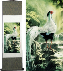 白鹇 客厅挂画 丝绸挂画/装饰国画/卷轴画批发定做 已装裱新品