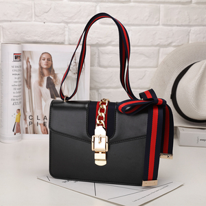 撞色缎带单肩手提小方包