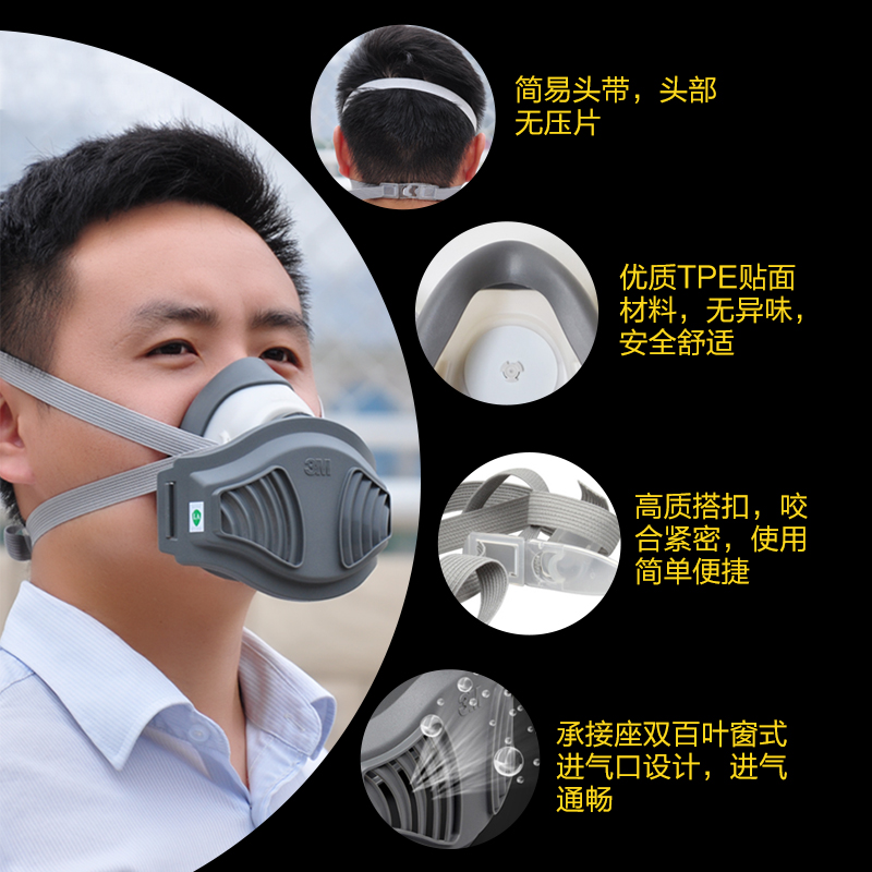 3m 1211面具防尘口罩防雾霾煤矿工业粉尘打磨防护面罩