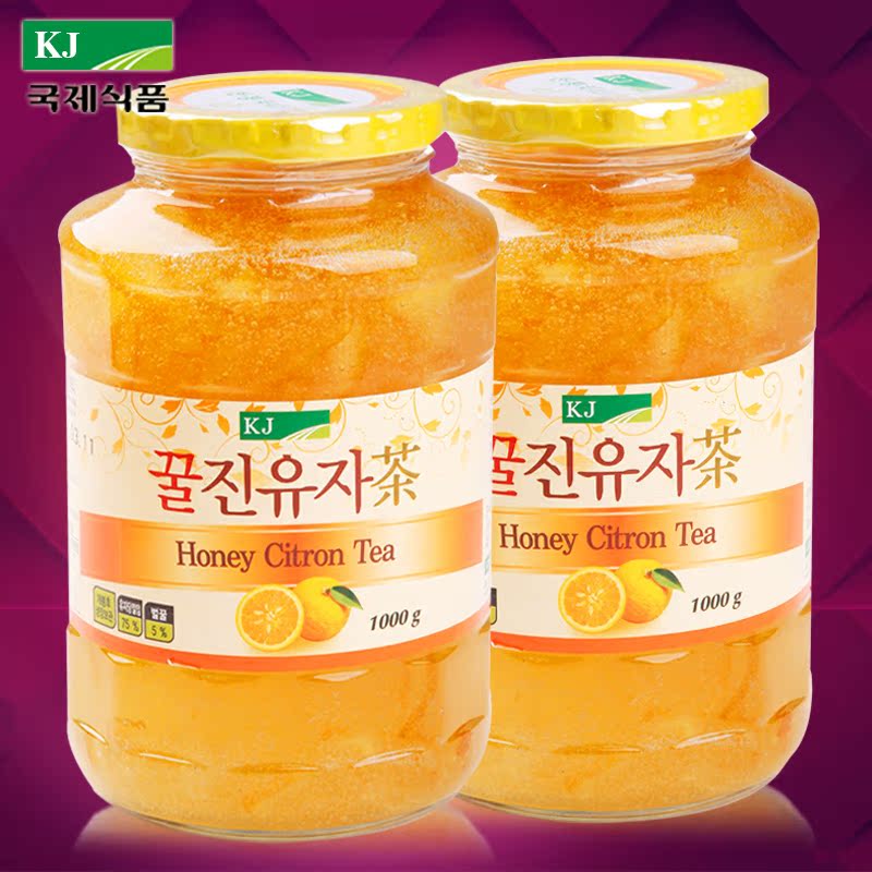 KJ蜂蜜柚子茶1000g*2瓶组合 韩国原装进口 冲饮水果茶 包邮