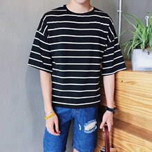 2017新款 5分上衣服男装 T恤短袖 潮流学生百搭宽松个性 男韩版 五分袖