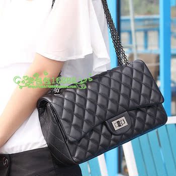 2014韩版新款菱形菱格链条包黑色迷你包小包