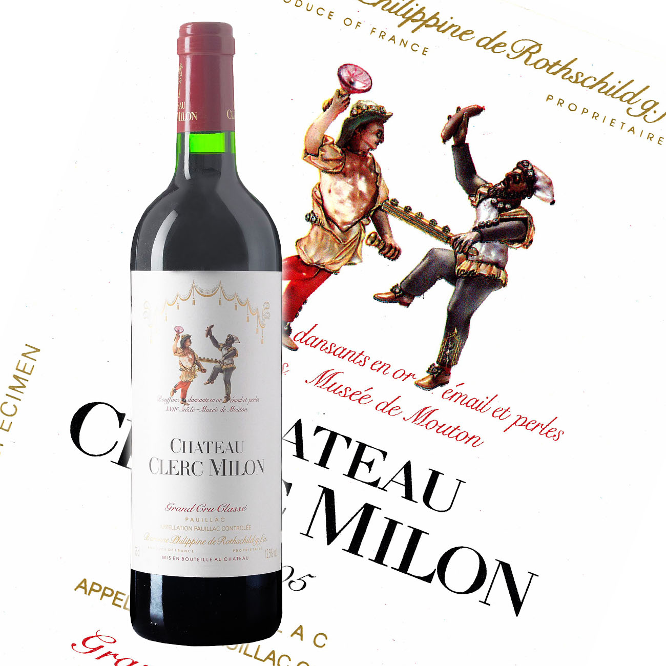 法国双公克拉米隆庄园红酒chateau clerc milon 双人舞干红葡萄酒