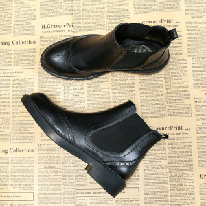 雕花切尔西靴马丁靴