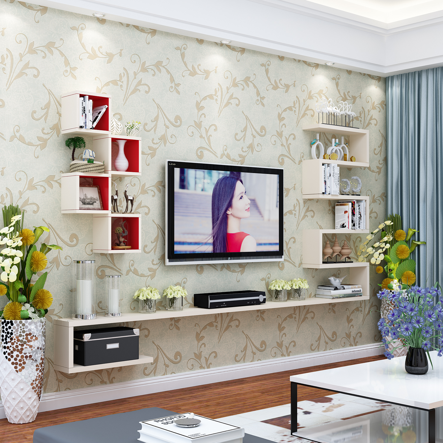 电视墙在客厅中间如何装修设计 客厅中间影视墙隔断装修效果图- _汇潮装饰网