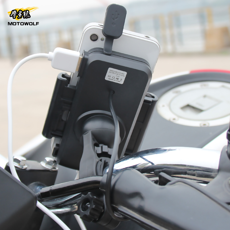 摩托车手机支架usb充电骑行越野踏板gps导航仪防水通用电动车载夹
