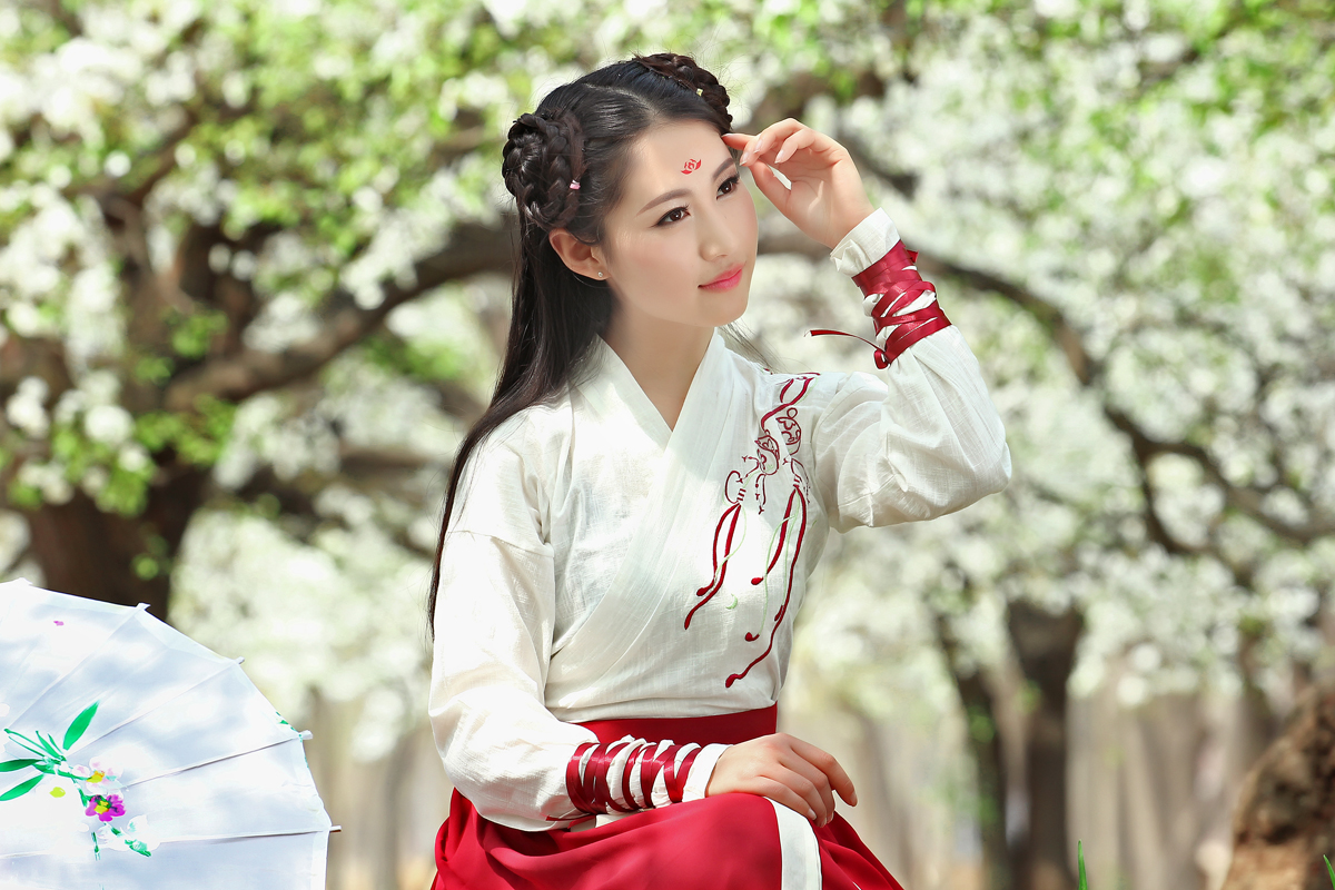 古装服装传统汉服女装春夏交领襦裙日常齐腰花铃刺绣英气武侠古装