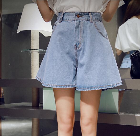 短裤女2016夏新款复古宽松高腰阔腿半身裙裤牛仔短裤裙 潮a125d