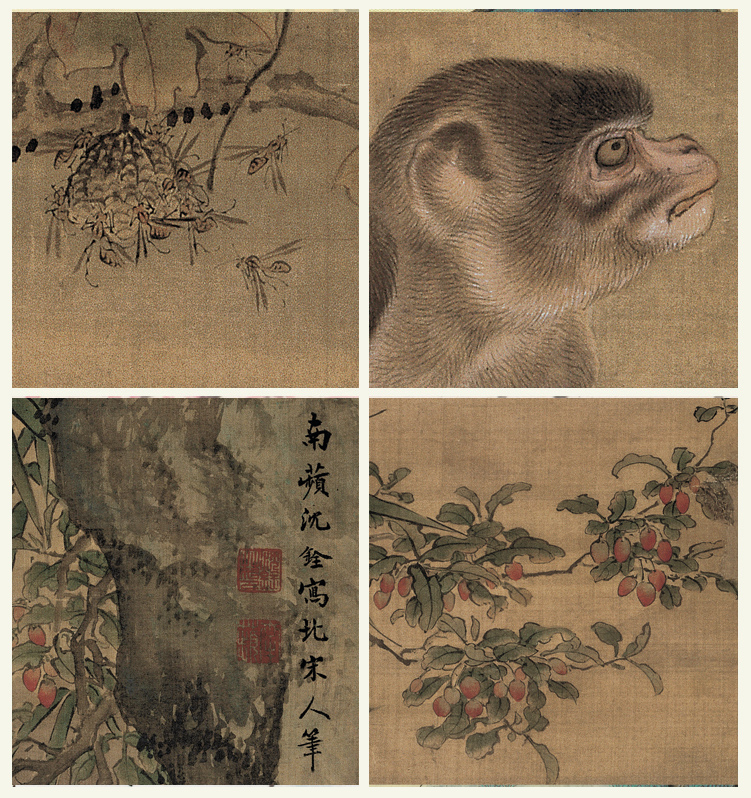 沈铨《蜂猴图》古代山水画中国画书法字画工笔花鸟画酒店水墨画