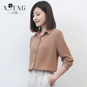 韩版雪纺长袖衬衫