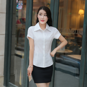 韩版白衬衫女短袖新款潮职业装修身半袖工作服
