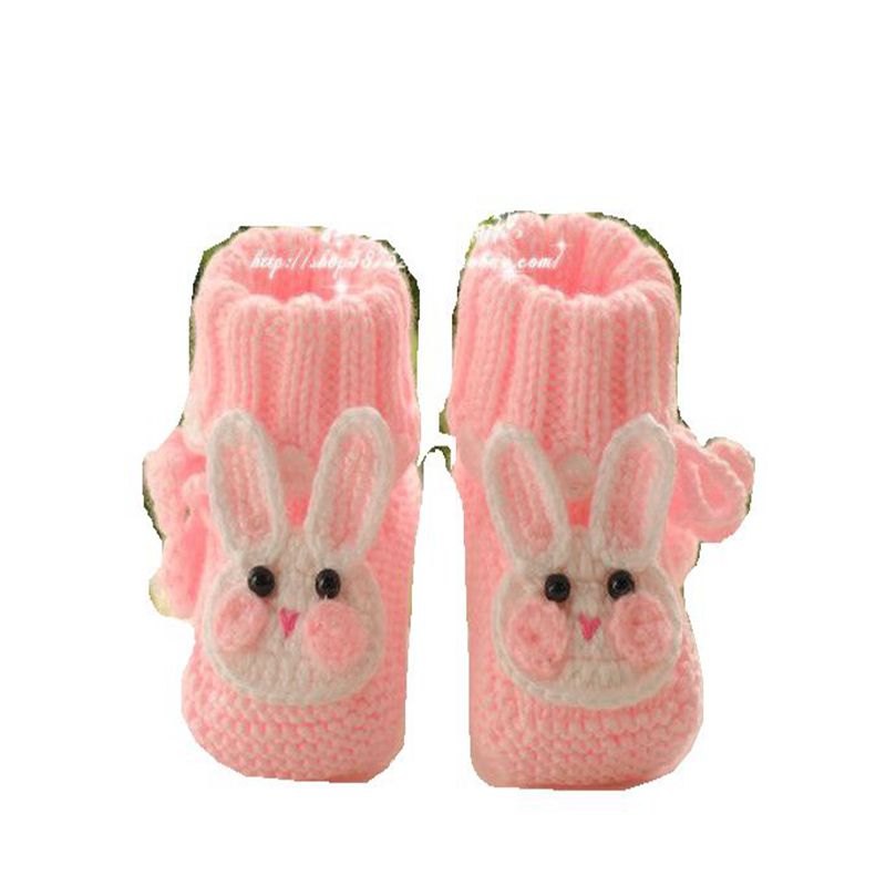 纯手工编织宝宝婴儿毛线鞋成品春秋可爱小兔软