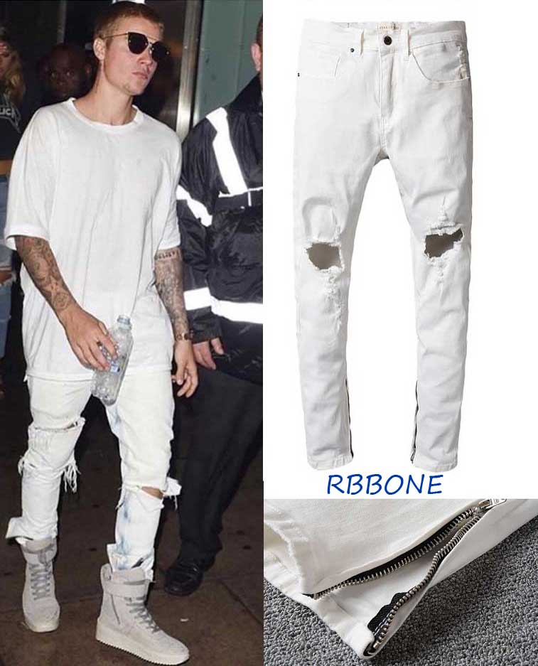 justinbieber black denim kanye west destroy jeans