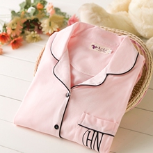 孕妇睡衣时尚 月子服开衫 外出产后哺乳家居服套装 长袖 夏季纯棉薄款