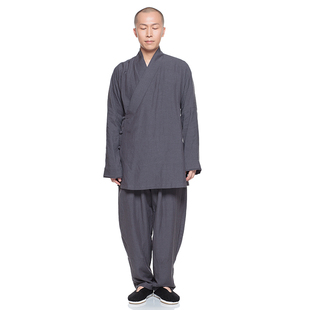 唐装 妙演心空 禅居士服打坐套装居家纯色中秋季唐装35a 新款男装汉服