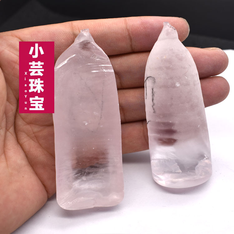 白刚玉原石原材料 整根白宝石原石 半边形diy磨石原材料摆件