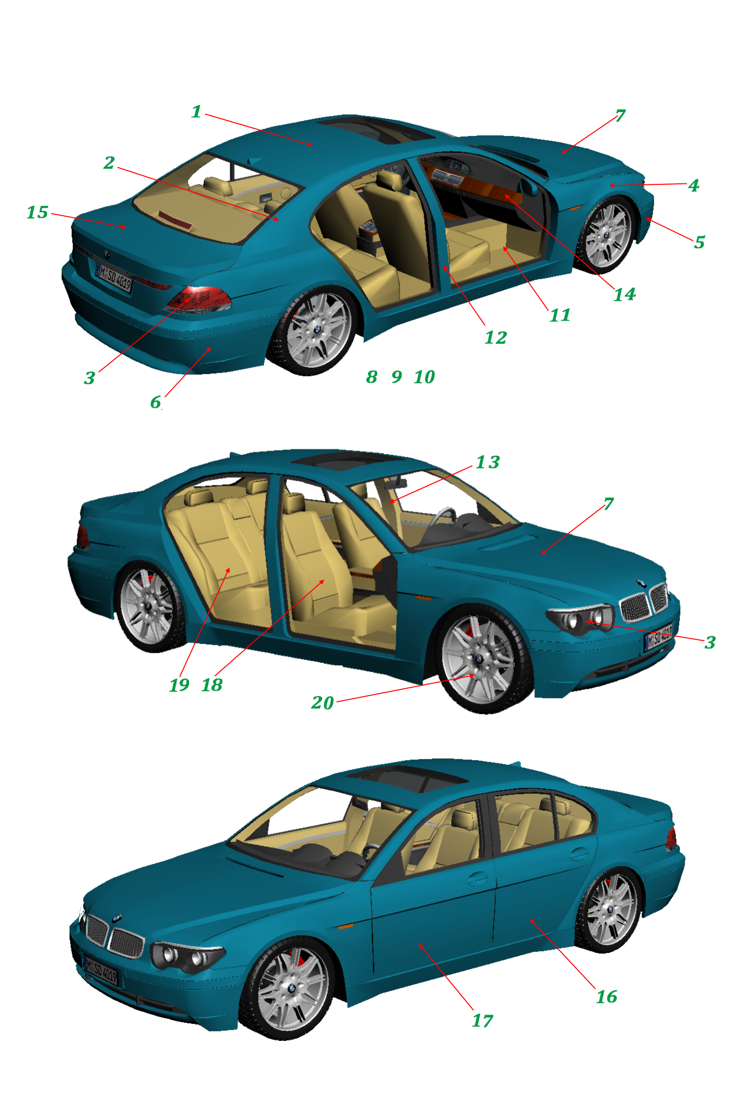 宝马7系轿车纸模型 bmw-7 diy手工折纸玩具 仿真车模 汽车纸模型