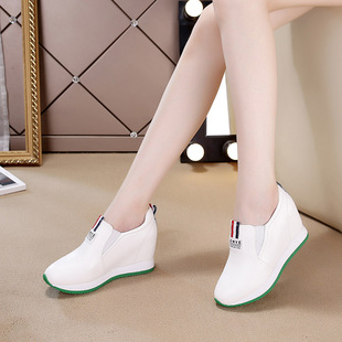 乐福鞋女内增高小白鞋懒人鞋一脚蹬休闲女鞋秋