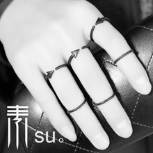 开口箭头多手指佩带关节半指戒指尾戒 纤细小清新 素兮