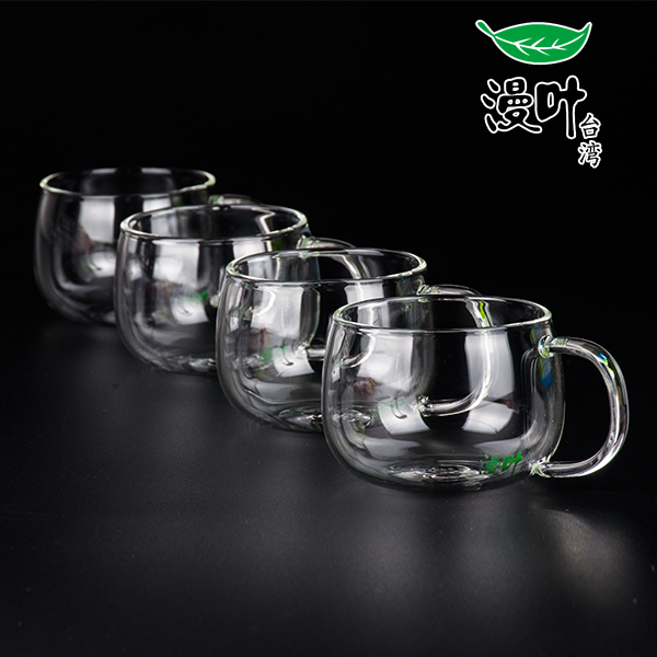 台湾漫叶玻璃小茶杯品茗杯功夫茶具红茶绿茶杯花茶耐高温手工吹制