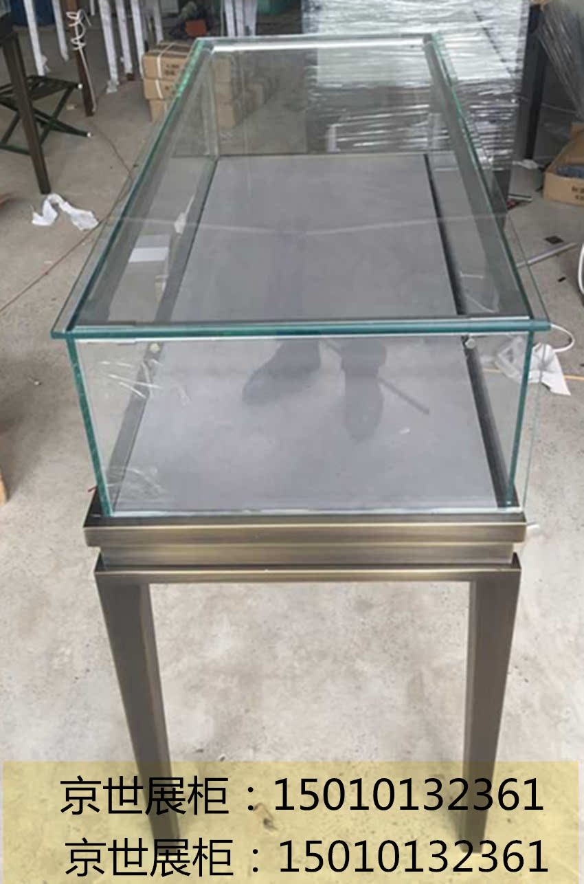 青铜做旧珠宝柜不锈钢珠宝首饰展示柜精品展柜透明玻璃柜台陈列柜
