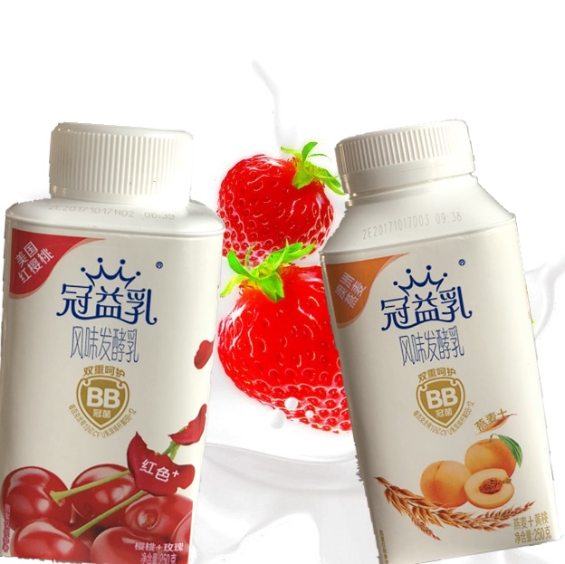 蒙牛冠益乳原味酸奶风味发酵乳草莓黄桃燕麦核桃椰果250g8瓶包邮