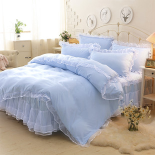 家纺四件套韩式纯棉1.8米床上床笠全棉床单4件套床裙被罩
