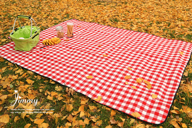 户外野餐露营 超大红白格子野餐垫野餐布防潮垫家居垫