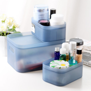 可叠加磨砂透明桌面收纳盒