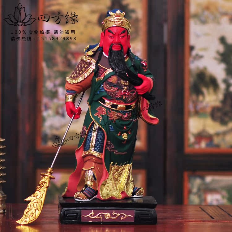 精品陶瓷绿釉立刀关公神像16-28寸 武财神关二爷开业礼品镇宅佛像
