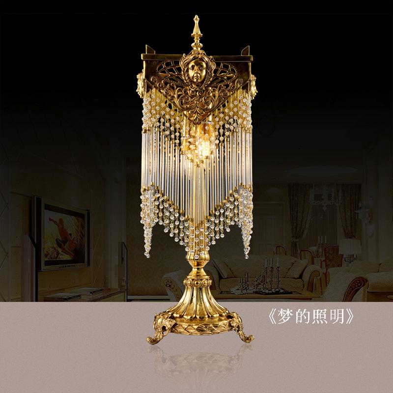 法式全铜台灯客厅卧室床头书房装饰灯具欧式奢华复古创意水晶台灯